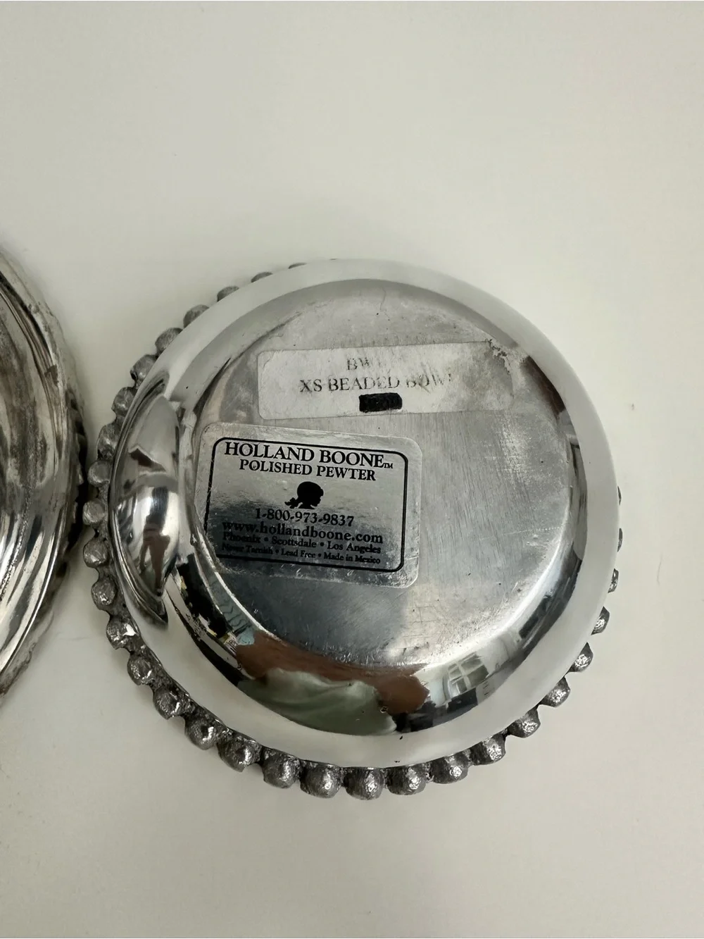 Vintage Holland Boone Polished Pewter Beaded Bowl Set of 2